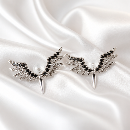 Angel Black Silver Earrings