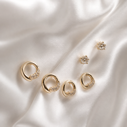 Halo Set Gold Earrings