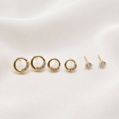 Halo Set Gold Earrings