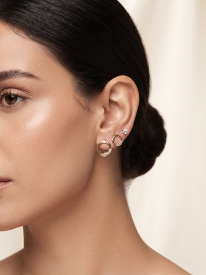 Halo Set Gold Earrings