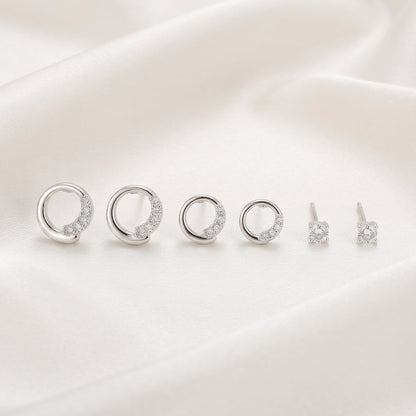 Halo Set Silver Earrings
