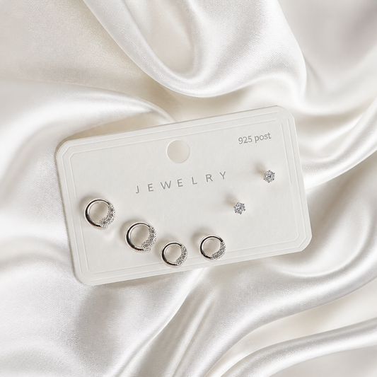 Halo Set Silver Earrings