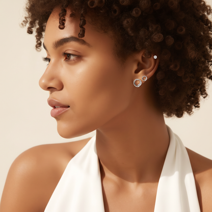 Halo Set Silver Earrings