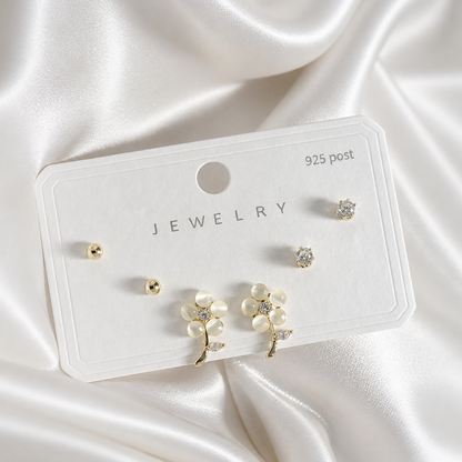 Opal Blossom Set Gold Earrings