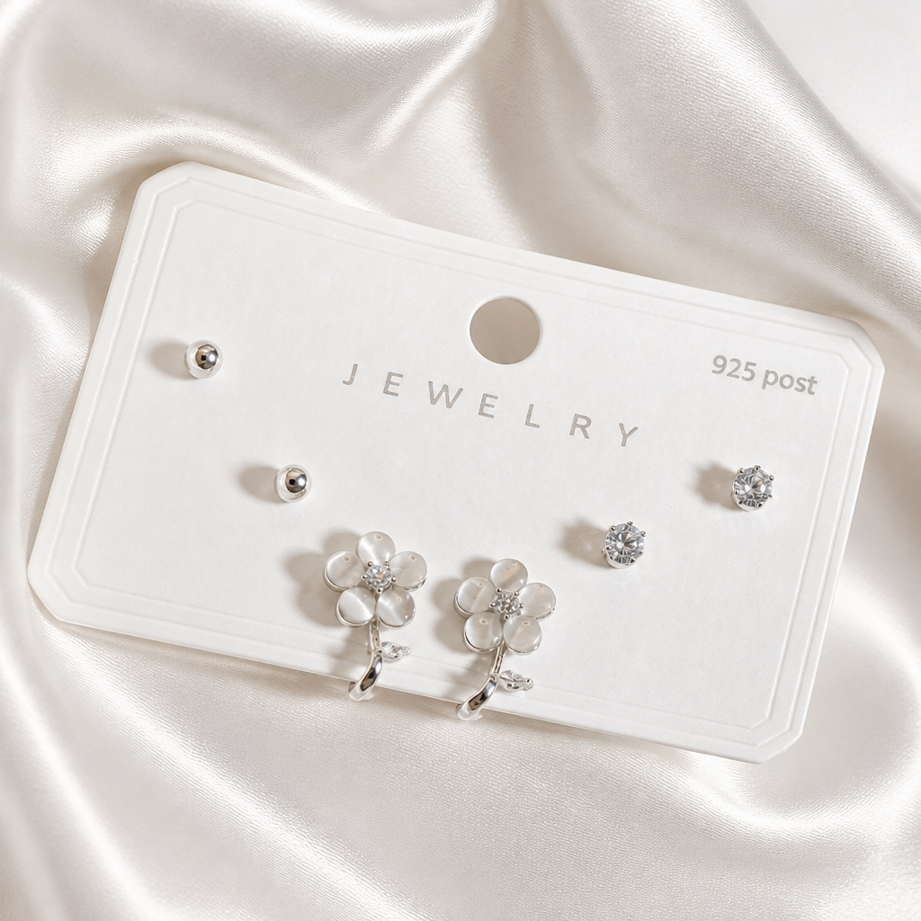 Opal Blossom Silver Set Earrings