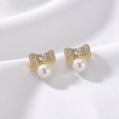 Pearl Bow Earrings