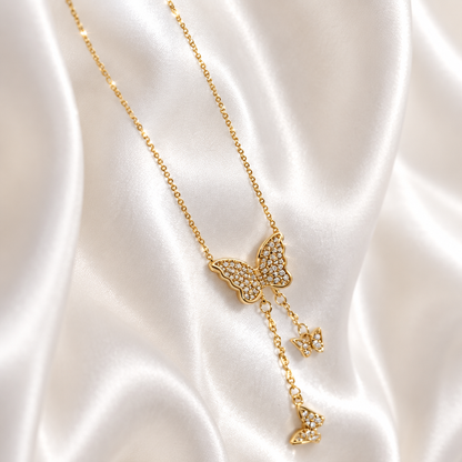 Butterfly Cascade Gold Necklace