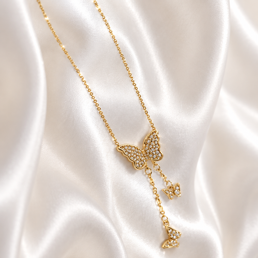 Butterfly Cascade Gold Necklace
