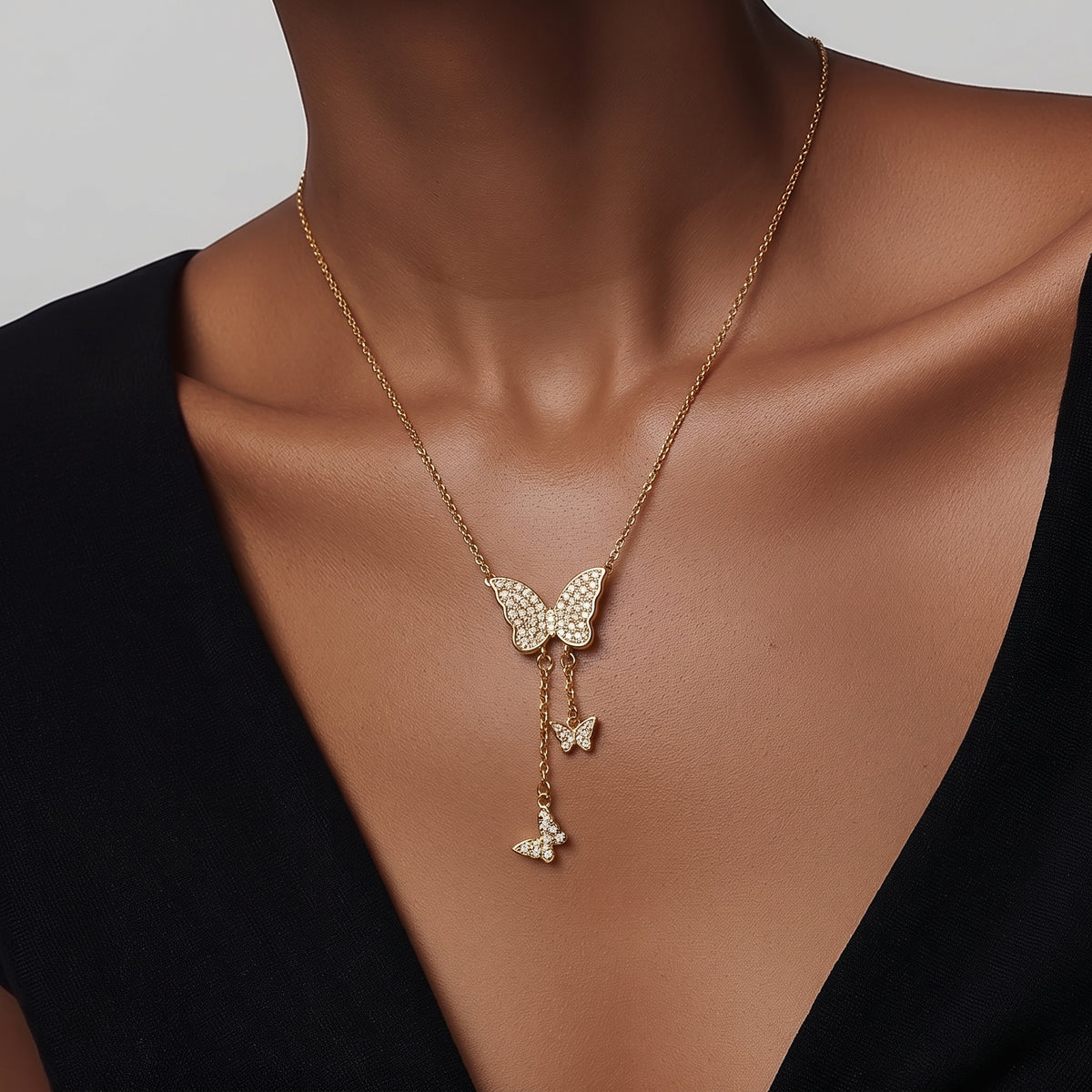 Butterfly Cascade Gold Necklace