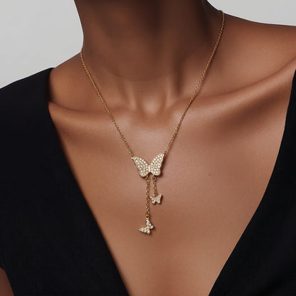 Butterfly Cascade Gold Necklace