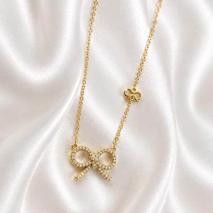 Double Bow Gold Necklace