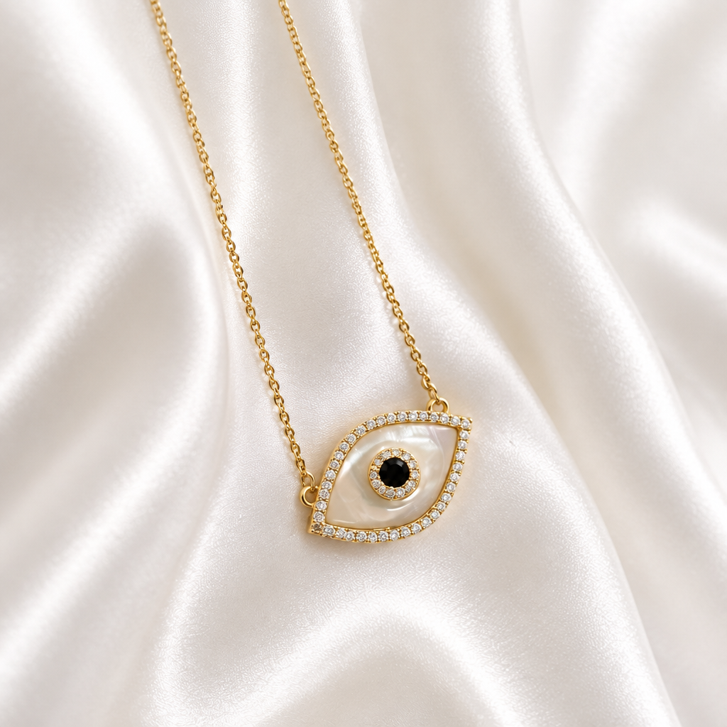 Pearl Evil Eye Gold Necklace
