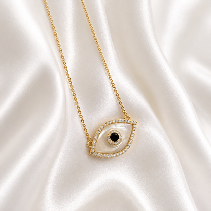 Pearl Evil Eye Gold Necklace